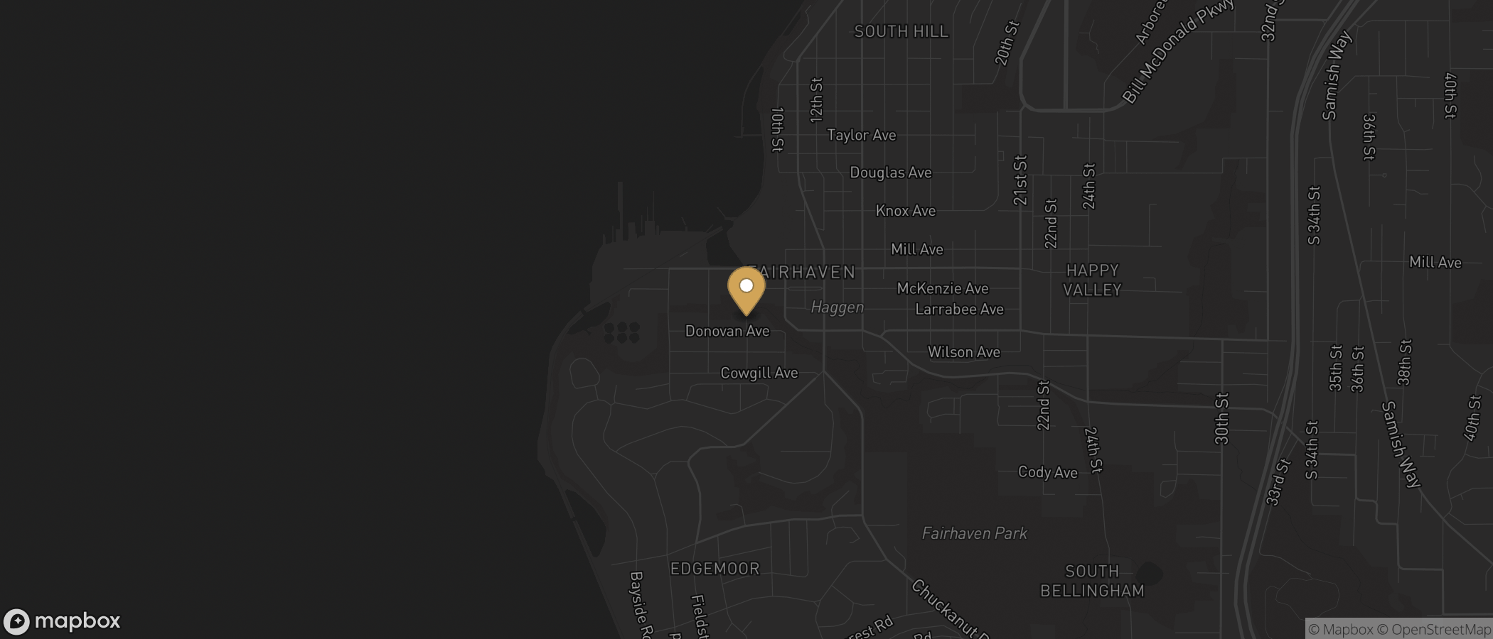 Map of Fairhaven, Bellingham, Washington.